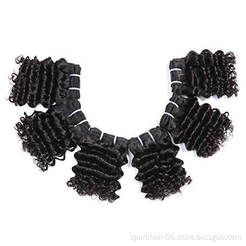 Spark 10A Deep Wave  Bundles Short Brazilian Vingin Hair Weave Bundles Deep Wave Curly Human Hair Bundles Sew in Extension